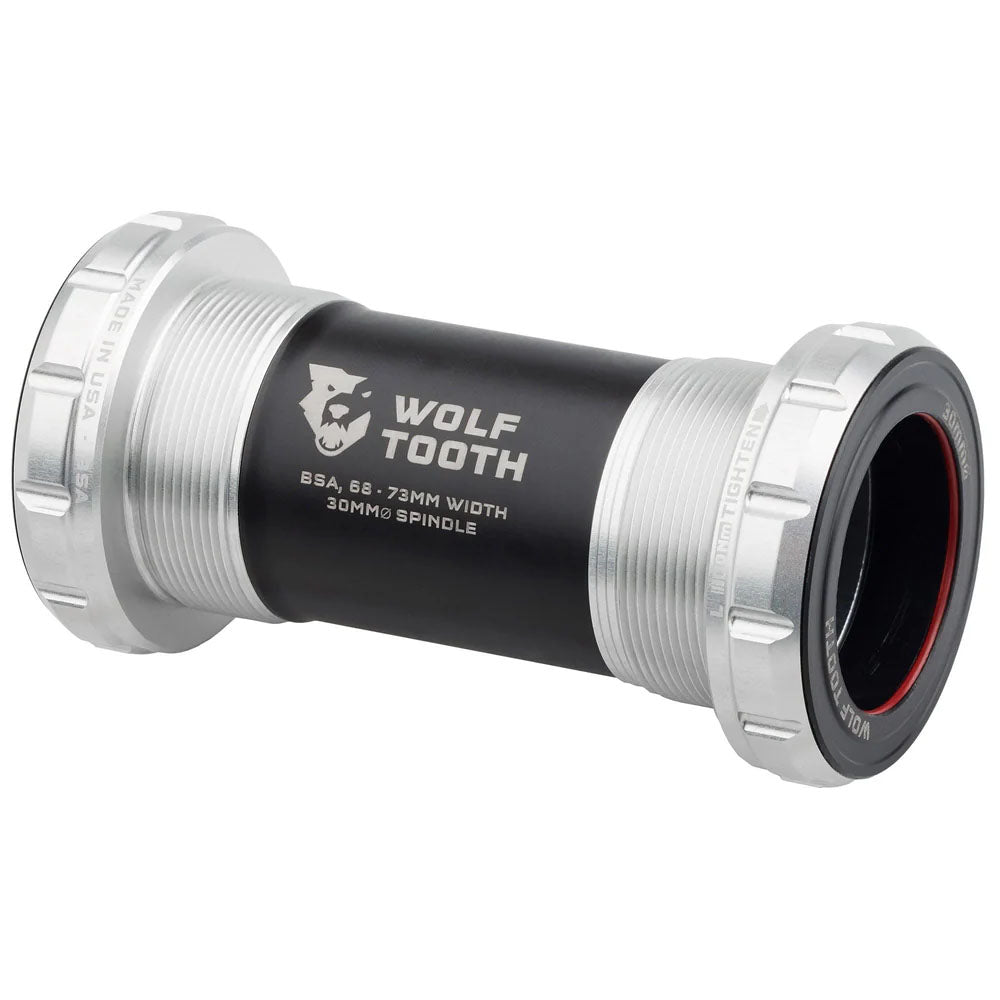 Bottom Brackets Wolf Tooth Wolf Tooth Bottom Bracket - English BSA 68/73mm For 30mm Spindle Raw Silver Gray
