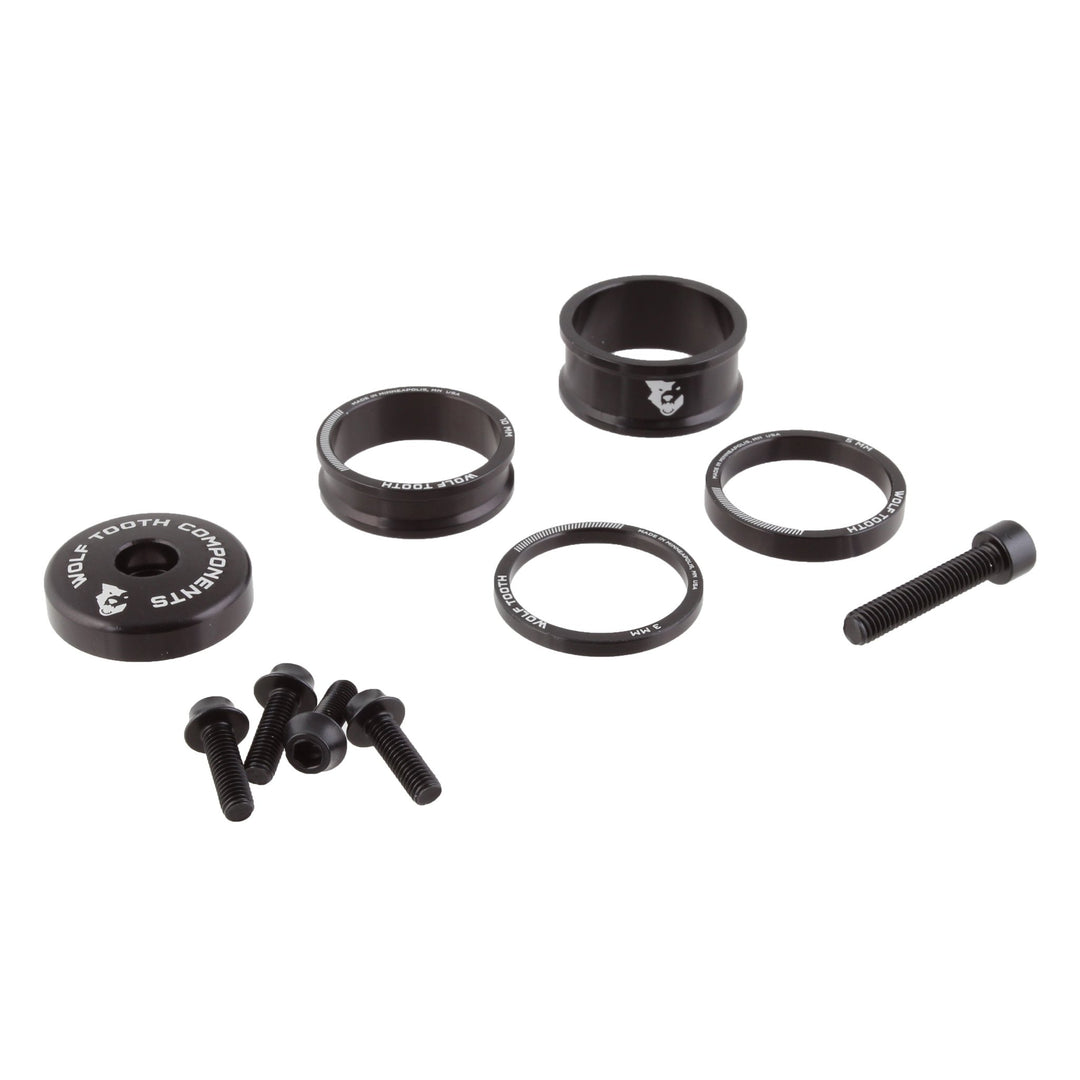 Headset Spacers Wolf Tooth Wolf Tooth BlingKit: Headset Spacer Kit 3 510 15mm Black Dark Slate Gray