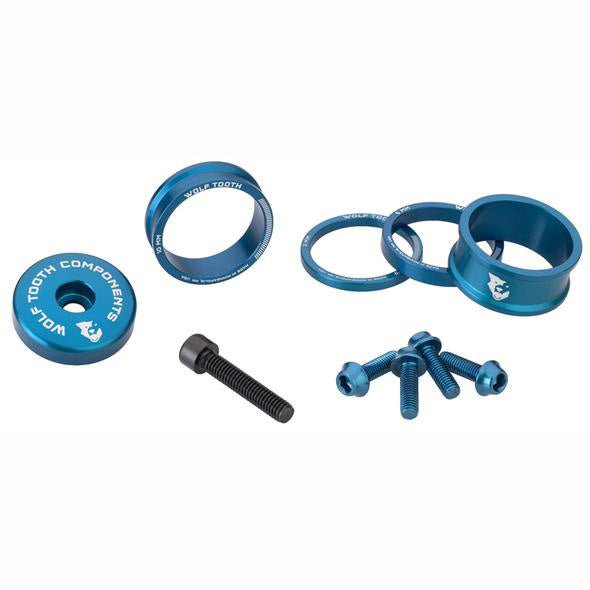 Headset Spacers Wolf Tooth Wolf Tooth BlingKit: Headset Spacer Kit 3 510 15mm Blue Dark Slate Blue