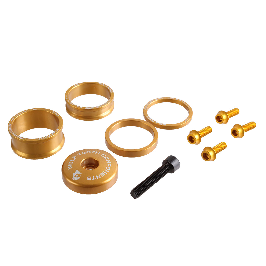 Headset Spacers Wolf Tooth Wolf Tooth BlingKit: Headset Spacer Kit 3 510 15mm Gold Chocolate