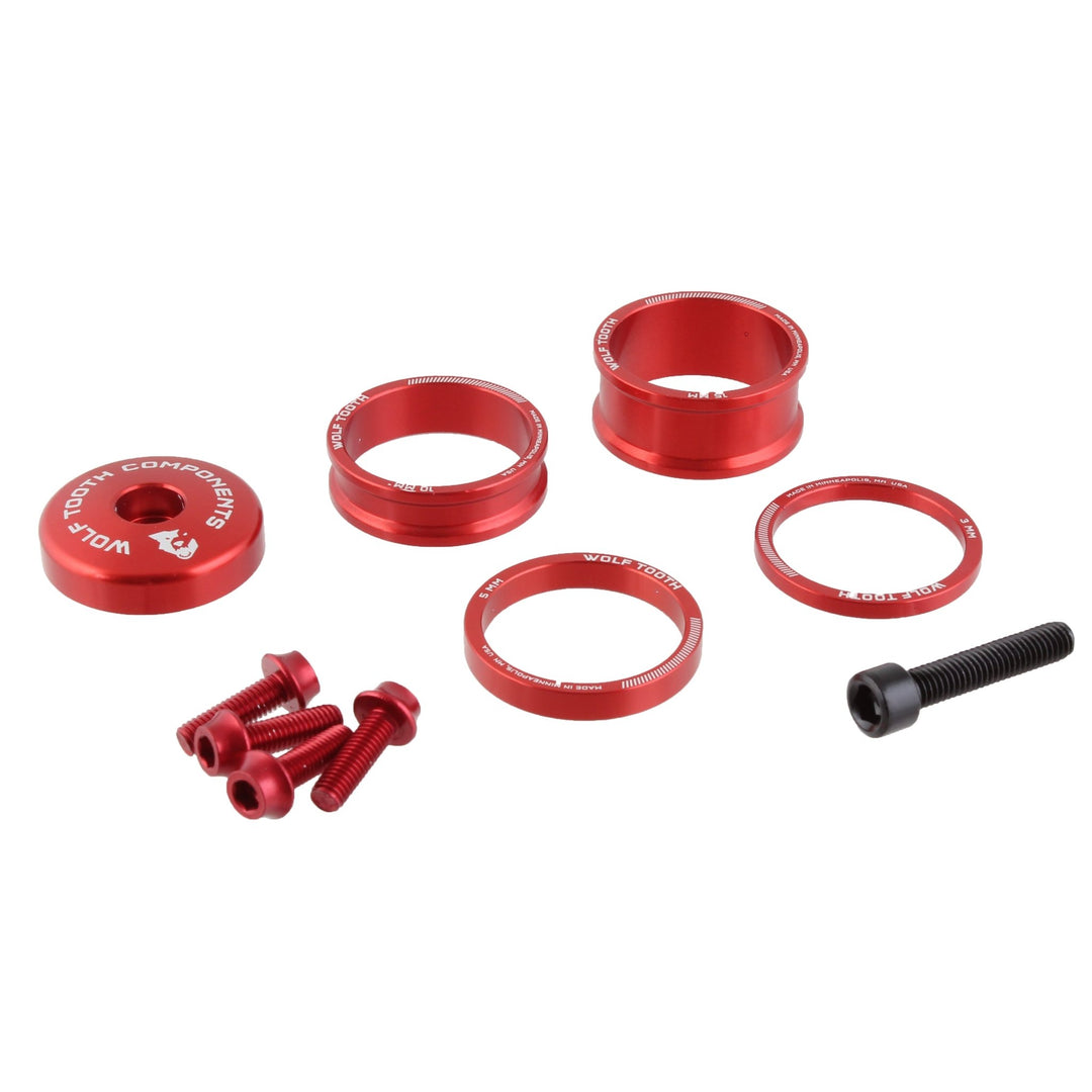 Headset Spacers Wolf Tooth Wolf Tooth BlingKit: Headset Spacer Kit 3 510 15mm Red Maroon