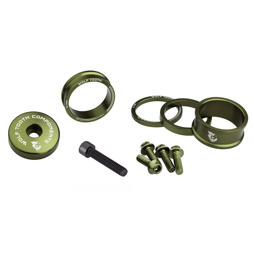 Headset Spacers Wolf Tooth Wolf Tooth BlingKit: Headset Spacer Kit 3 510 15mm Olive Dark Slate Gray