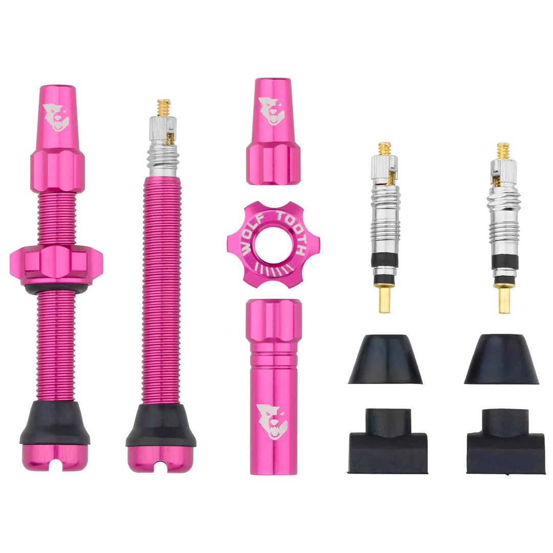 Tubeless Valves Wolf Tooth Wolf Tooth Tubeless Valve Stem Kit - 44 mm Pink Pale Violet Red