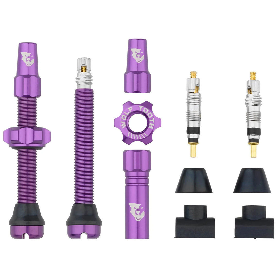 Tubeless Valves Wolf Tooth Wolf Tooth Tubeless Valve Stem Kit - 44 mm Purple Medium Purple