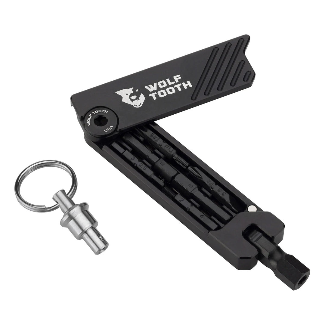 Multi Tools Wolf Tooth Wolf Tooth 6-Bit Hex Wrench Multi-Tool with Keyring - Black Dark Slate Gray