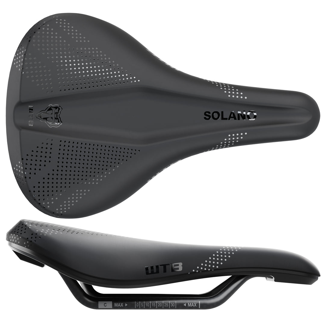 Saddles WTB WTB Solano Saddle - Carbon Black Wide Fusion Form Dark Slate Gray