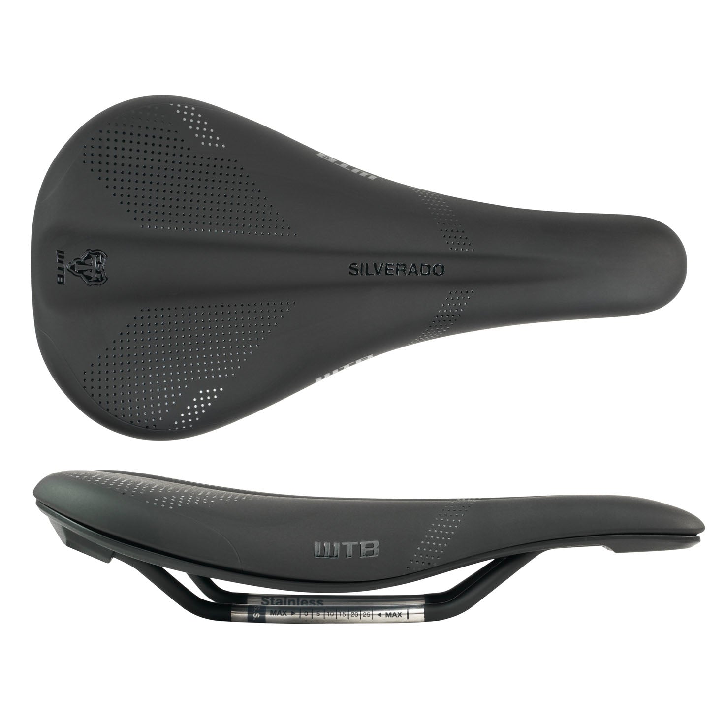 Saddles WTB WTB Silverado 265 Fusion Form Saddle - Stainless Black Medium Dark Slate Gray