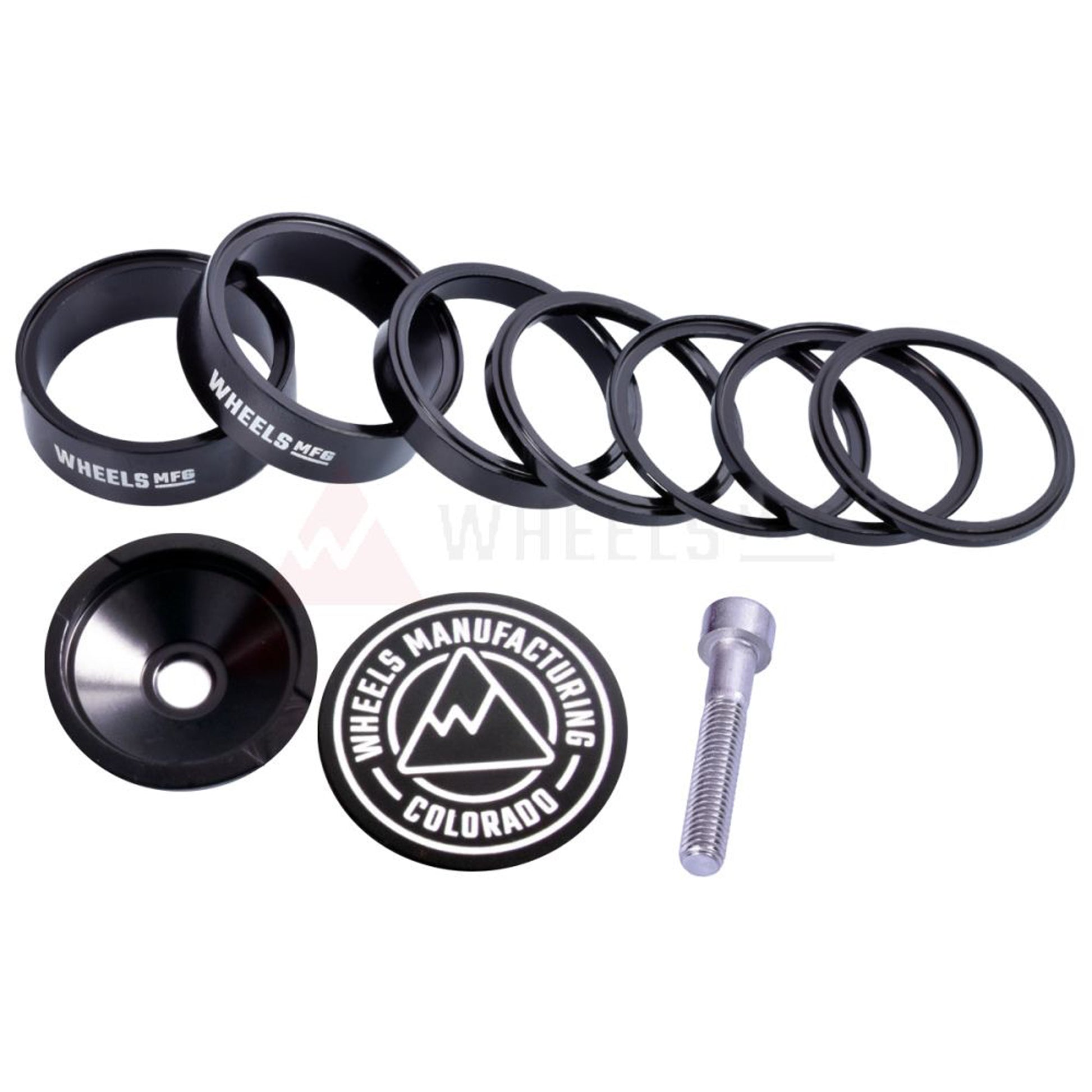 Headset Spacers Wheels Manufacturing Wheels Manufacturing Pro StackRight Headset Spacer Kit - Black Dark Slate Gray