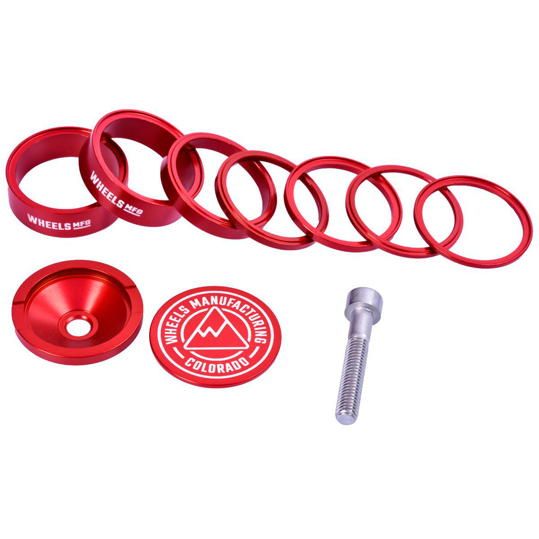 Headset Spacers Wheels Manufacturing Wheels Manufacturing Pro StackRight Headset Spacer Kit - Red Firebrick