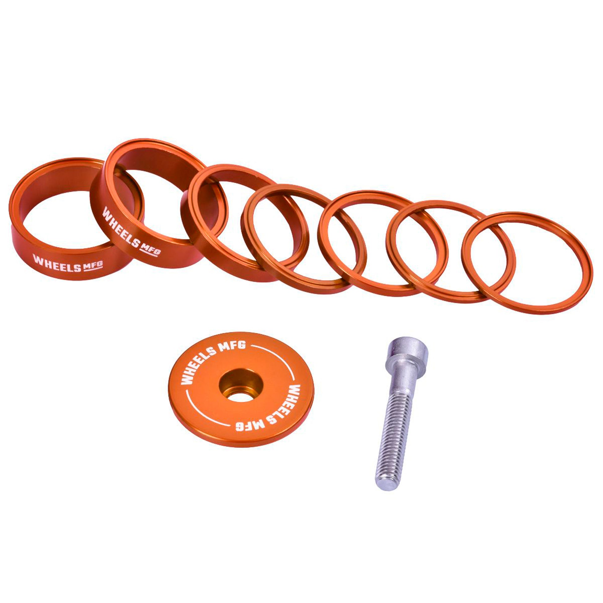 Headset Spacers Wheels Manufacturing Wheels Manufacturing Essential StackRight Headset Spacer Kit - Orange Chocolate