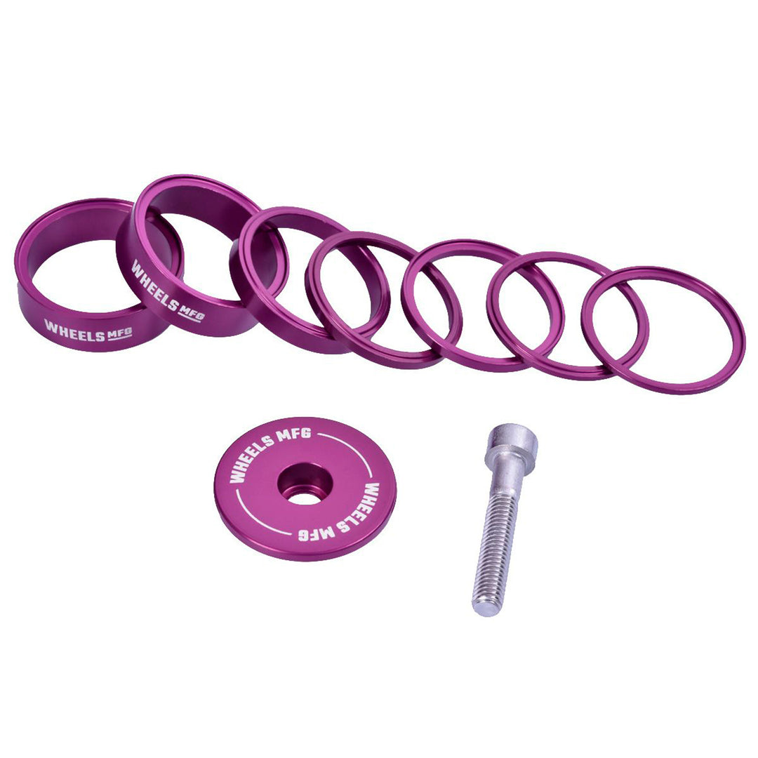 Headset Spacers Wheels Manufacturing Wheels Manufacturing Essential StackRight Headset Spacer Kit - Purple Maroon