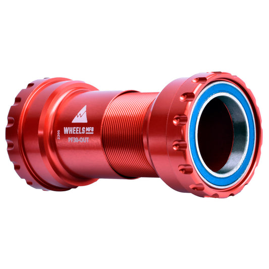 Bottom Brackets Wheels Manufacturing Wheels Manufacturing PF30 Outboard Bottom Bracket - For 30mm Spindle ABEC-3 Bearings PressFit Thread Together Red Maroon