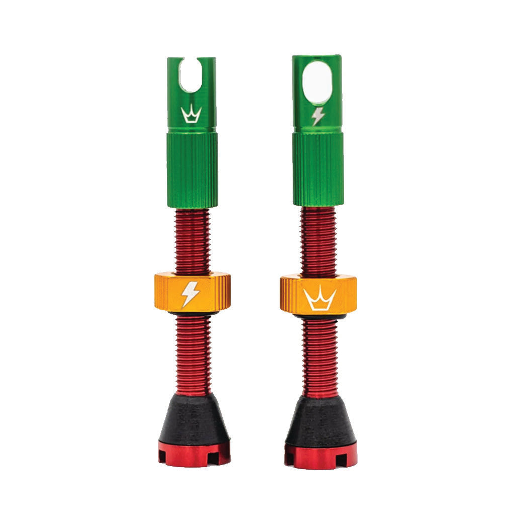 Peaty's Alloy Presta Valve Stem 42mm Pair Rasta
