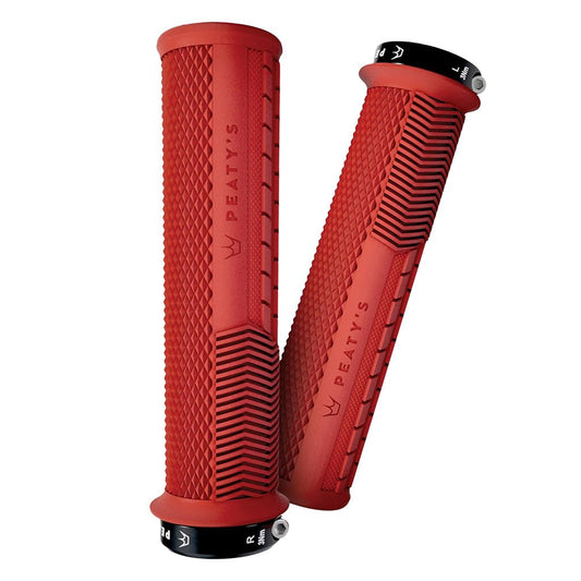 Lock-On Grips Peaty's Peatys Race Control Knurl Thick Lock-On Grips Pair Red Brown