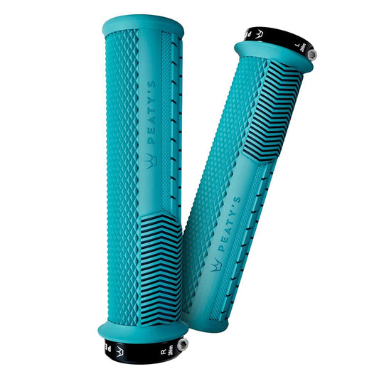 Lock-On Grips Peaty's Peatys Race Control Knurl Thick Lock-On Grips Pair Turq Light Sea Green
