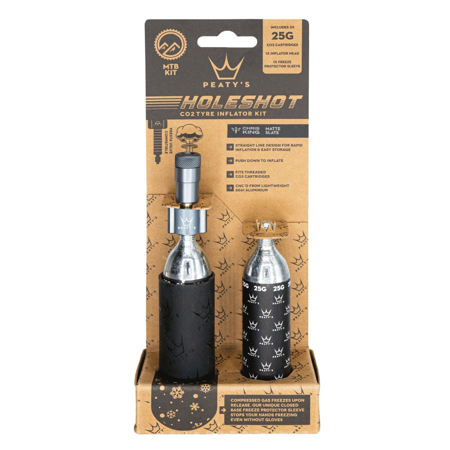 CO2 Inflators/Cartridges Peaty's Peatys Holeshot CO2 MTN Tire Inflator Kit w/Cart. Slate Dim Gray