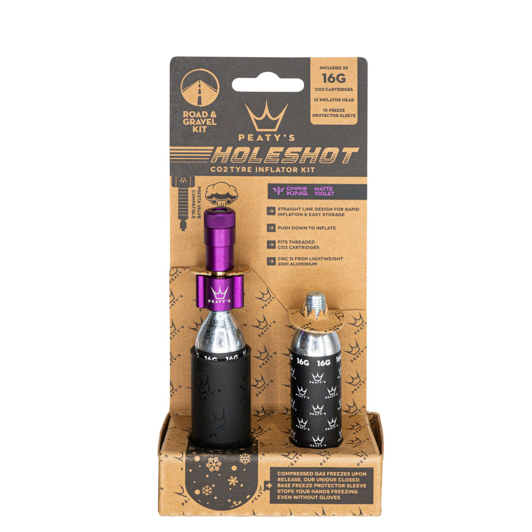 CO2 Inflators/Cartridges Peaty's Peatys Holeshot CO2 Gravel/Road Inflator w/Cart Violet Rosy Brown