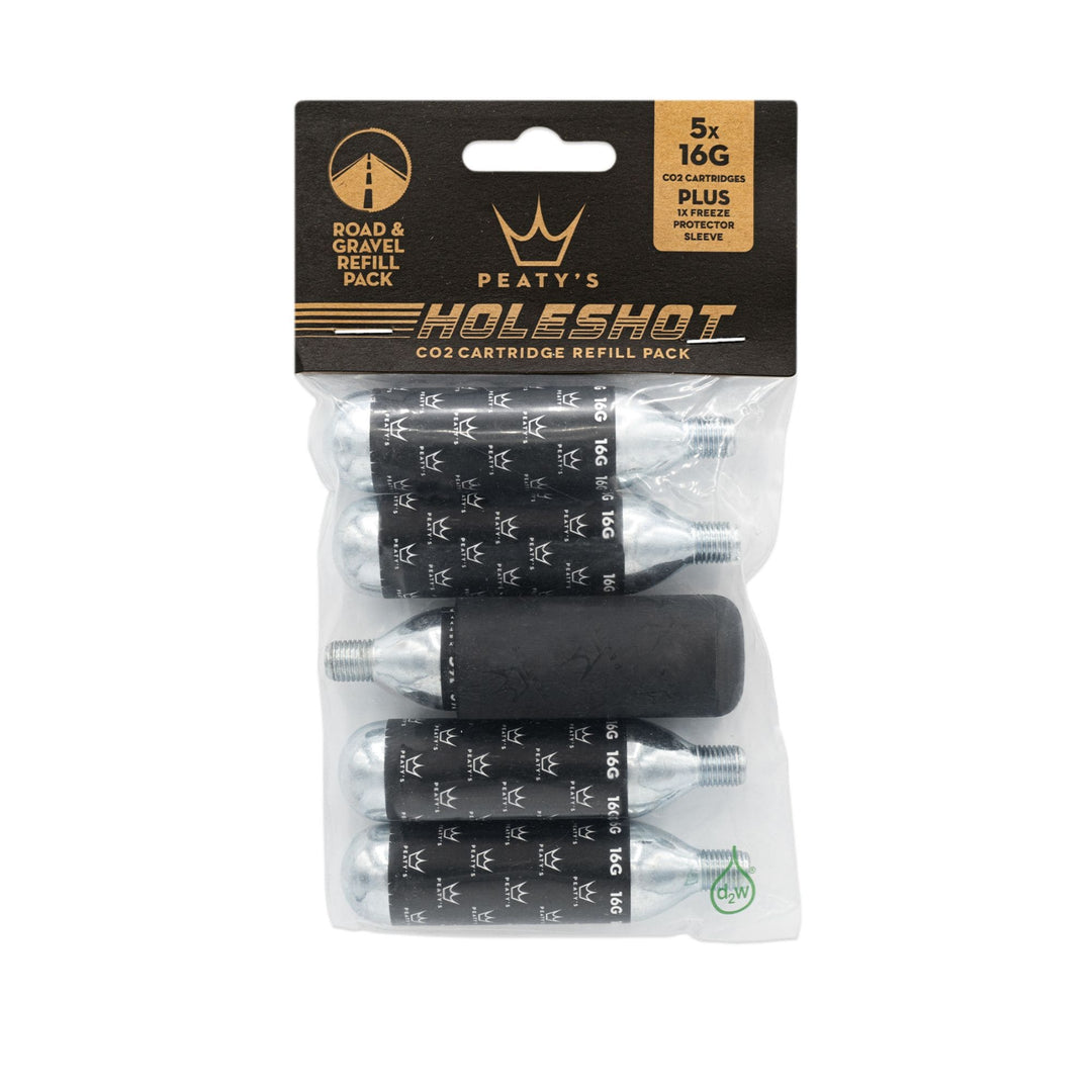 CO2 Inflators/Cartridges Peaty's Peatys Holeshot CO2 Cartridge Refill w/Sleeve 16g5/pack Light Gray