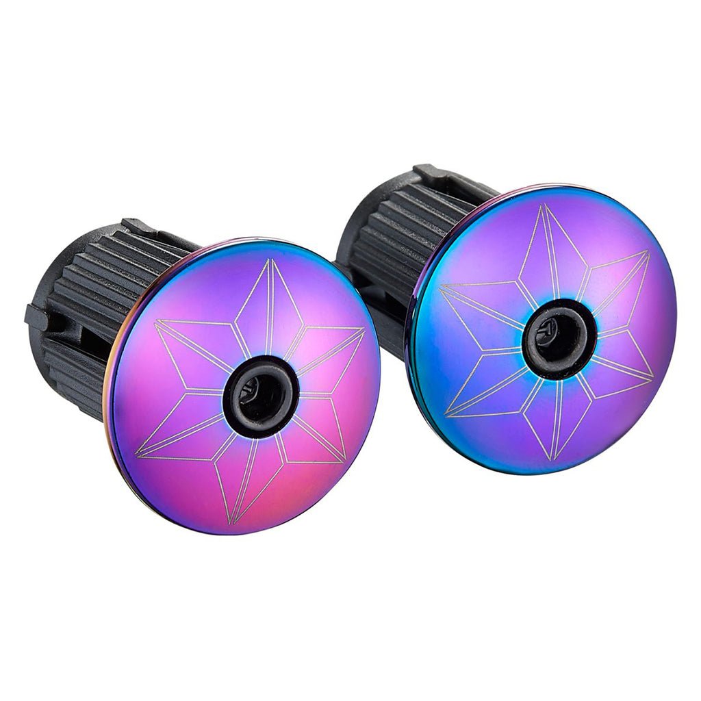 Bars Ends & Plugs Supacaz Supacaz Star Plugz Bar Plugs Anodized Oil Slick Medium Orchid