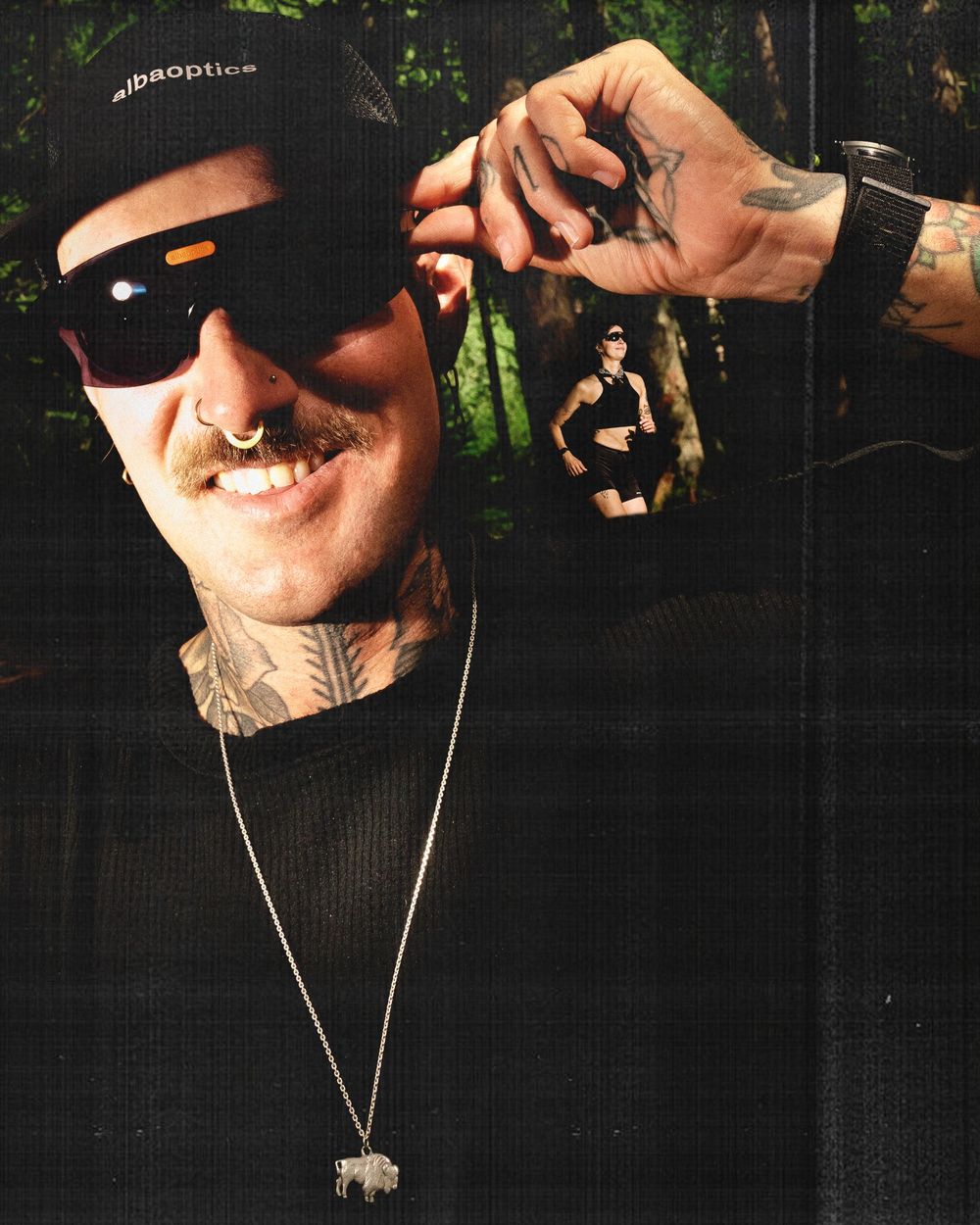 Portrait in Alba Optics sunglasses and cap